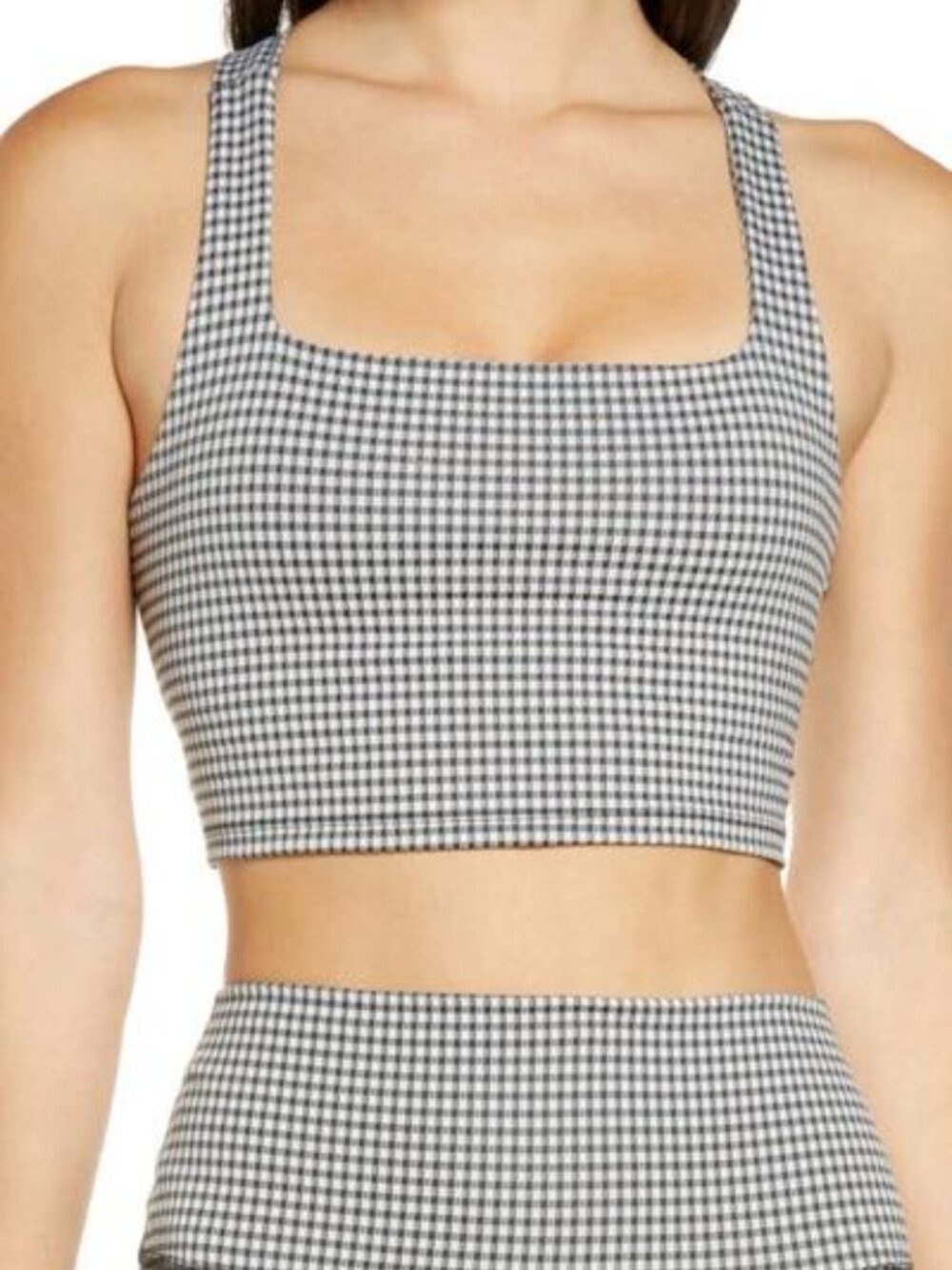 NWT Nike Yoga Move to Zero Gingham Cropped Cross Back Tank